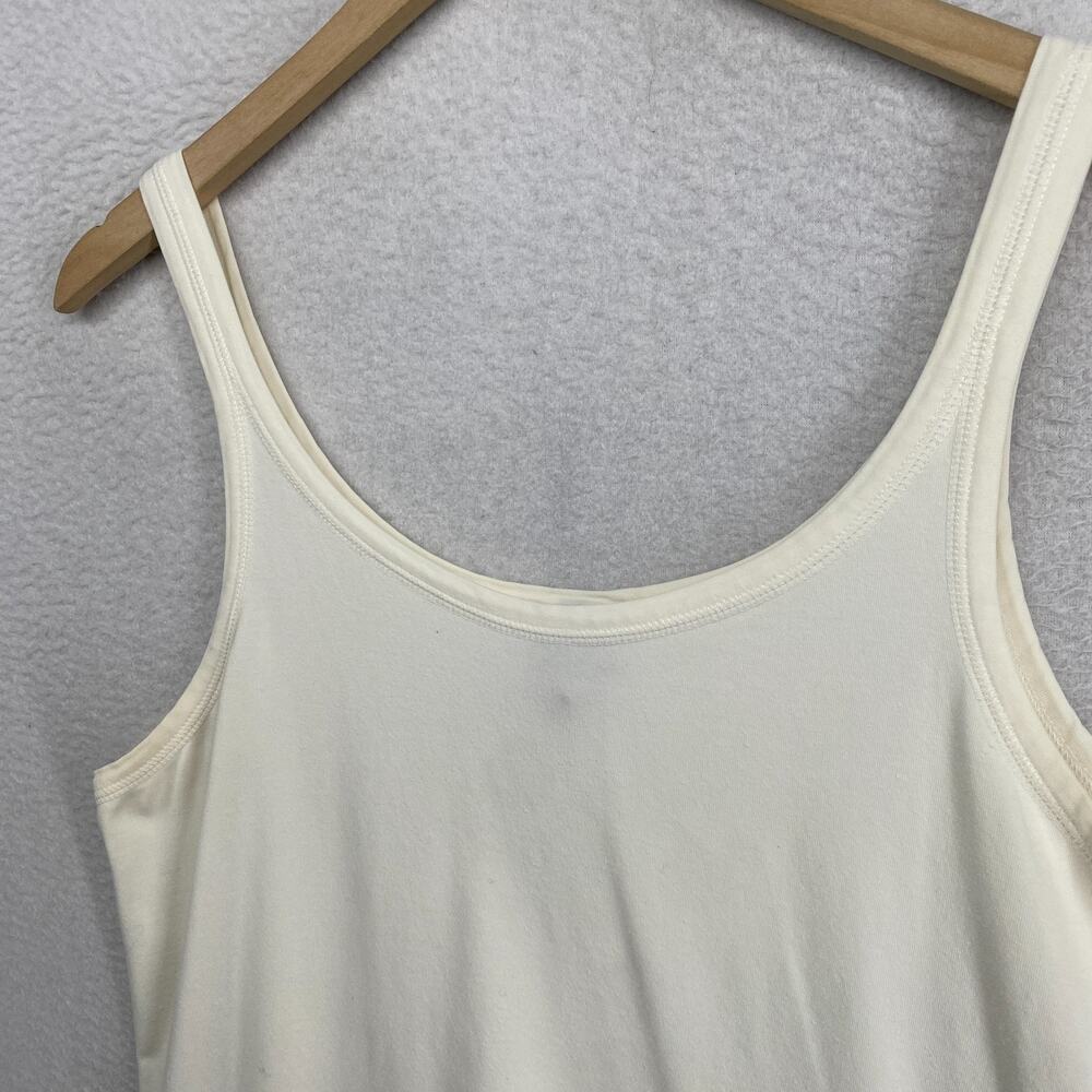 EILEEN FISHER Tank Top L Cotton Stretch Jersey Cami Scoop Neck Off White USA - Picture 7 of 12